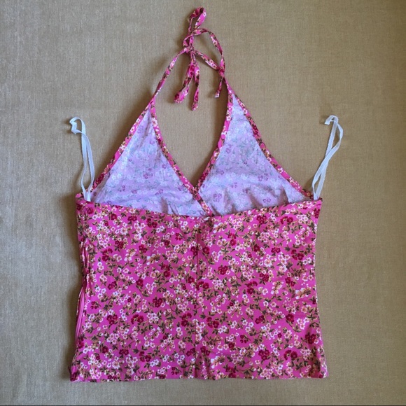 SOLD: Accomplice Vintage Floral Halter Crop Top - Picture 2 of 5
